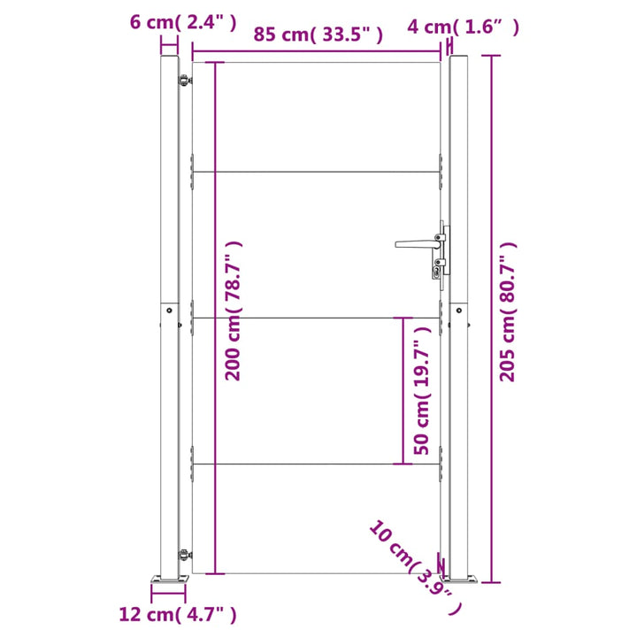 Poort 105x205 cm cortenstaal