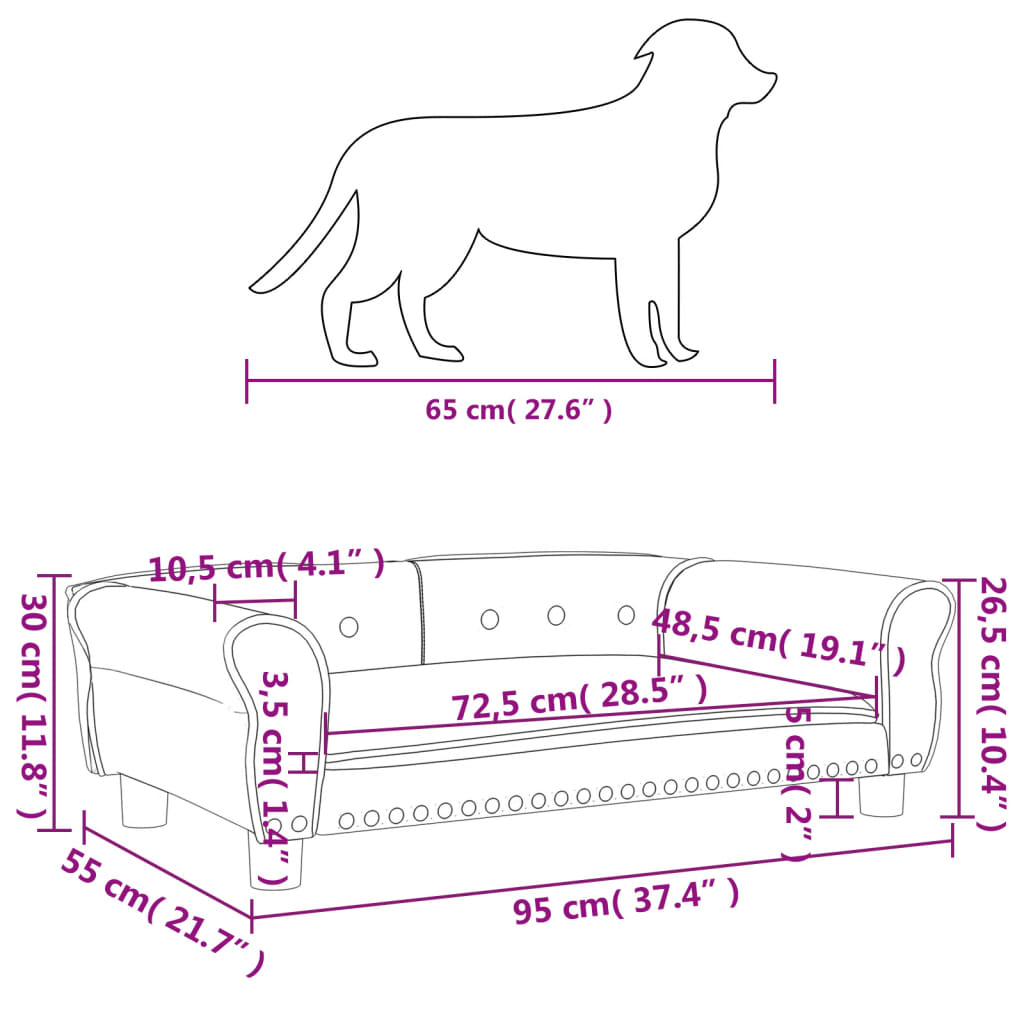 Hondenmand 95x55x30 cm fluweel zwart