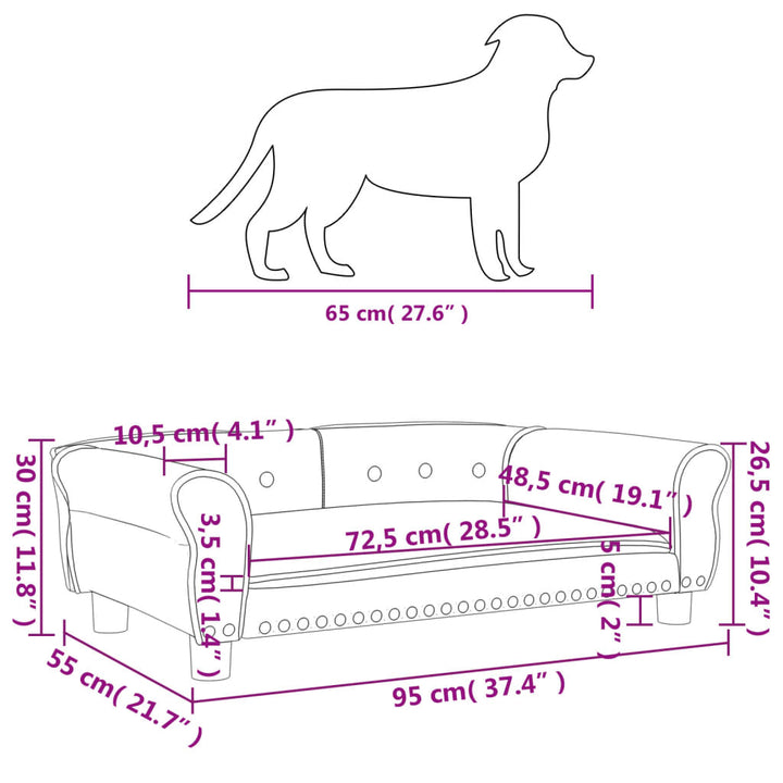 Hondenmand 95x55x30 cm fluweel zwart