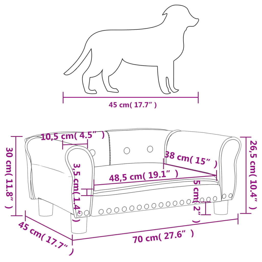 Hondenmand 70x45x30 cm fluweel bruin