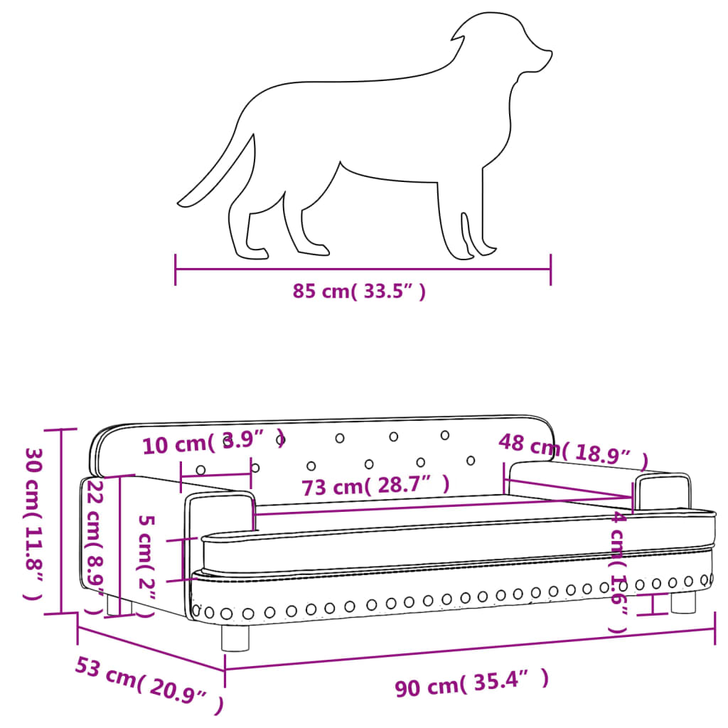 Hondenmand 90x53x30 cm fluweel roze