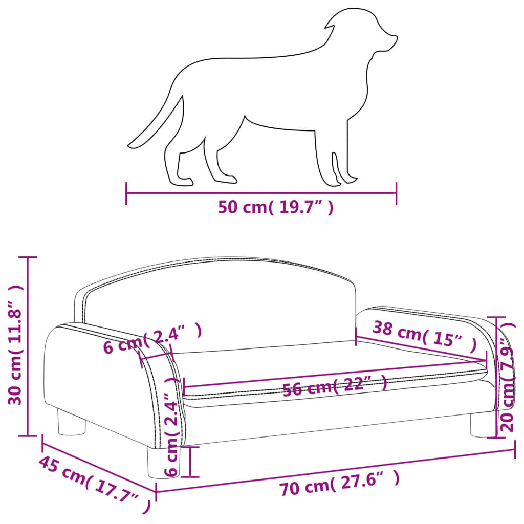 Hondenmand 70x45x30 cm stof crèmekleurig