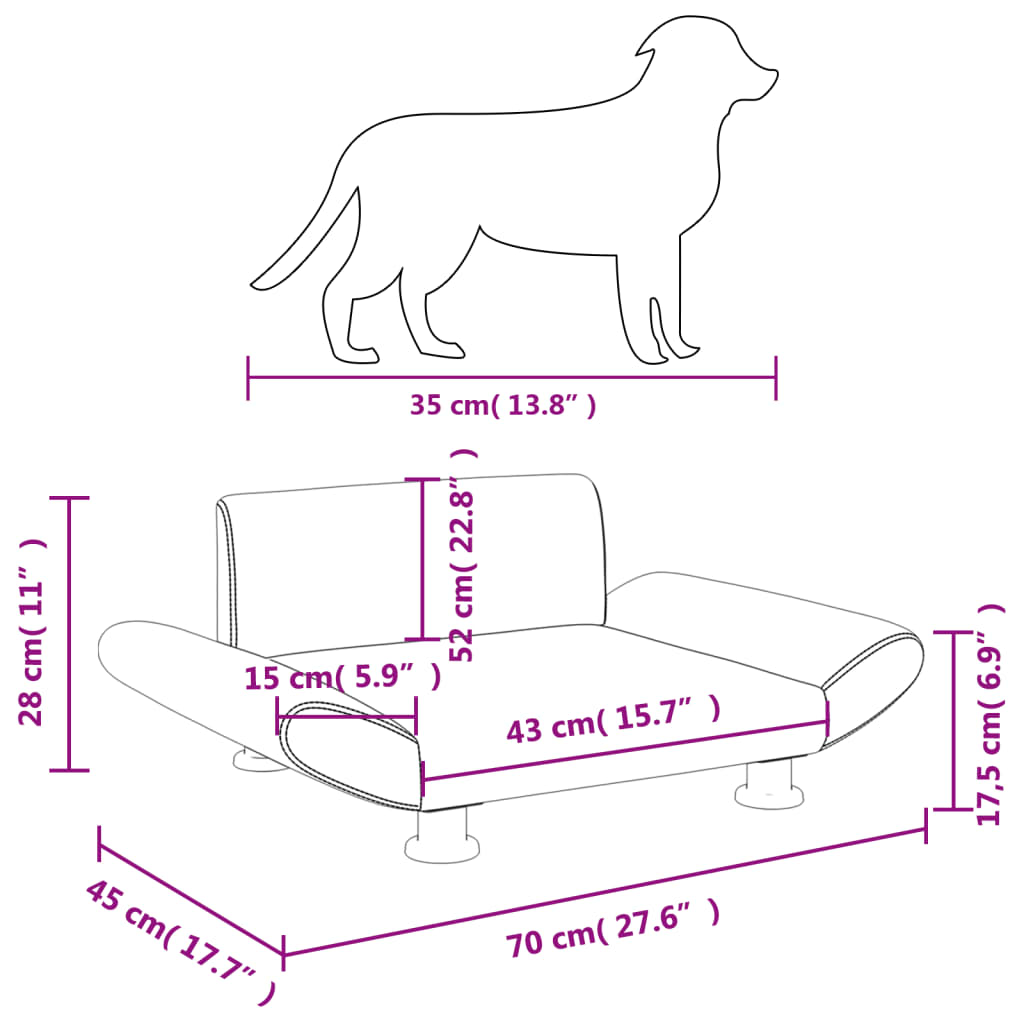 Hondenmand 70x45x28 cm stof bruin