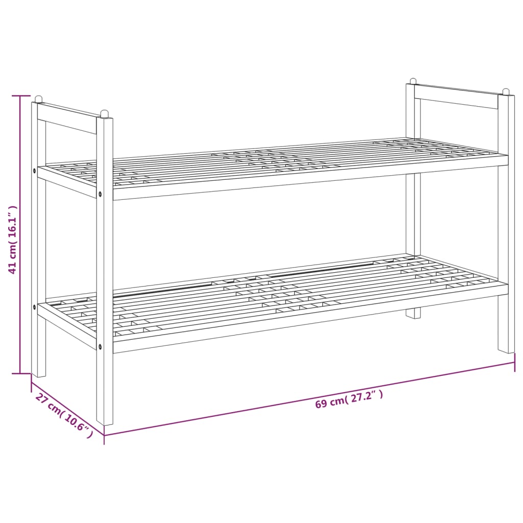 Schoenenrek 69x27x41 cm massief walnotenhout