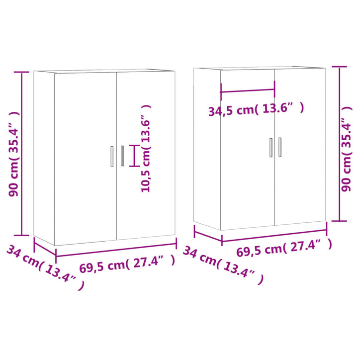 Hangkasten 2 st 69,5x34x90 cm zwart