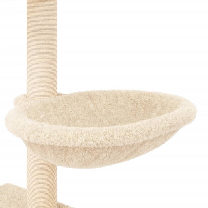 Kattenmeubel met sisal krabpalen 117 cm crèmekleurig