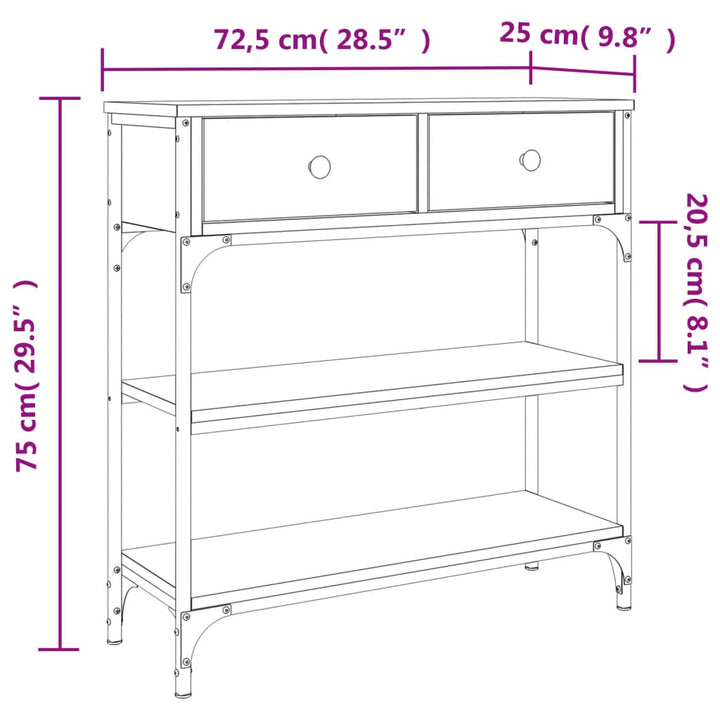 Wandtafel 72,5x25x75 cm bewerkt hout zwart