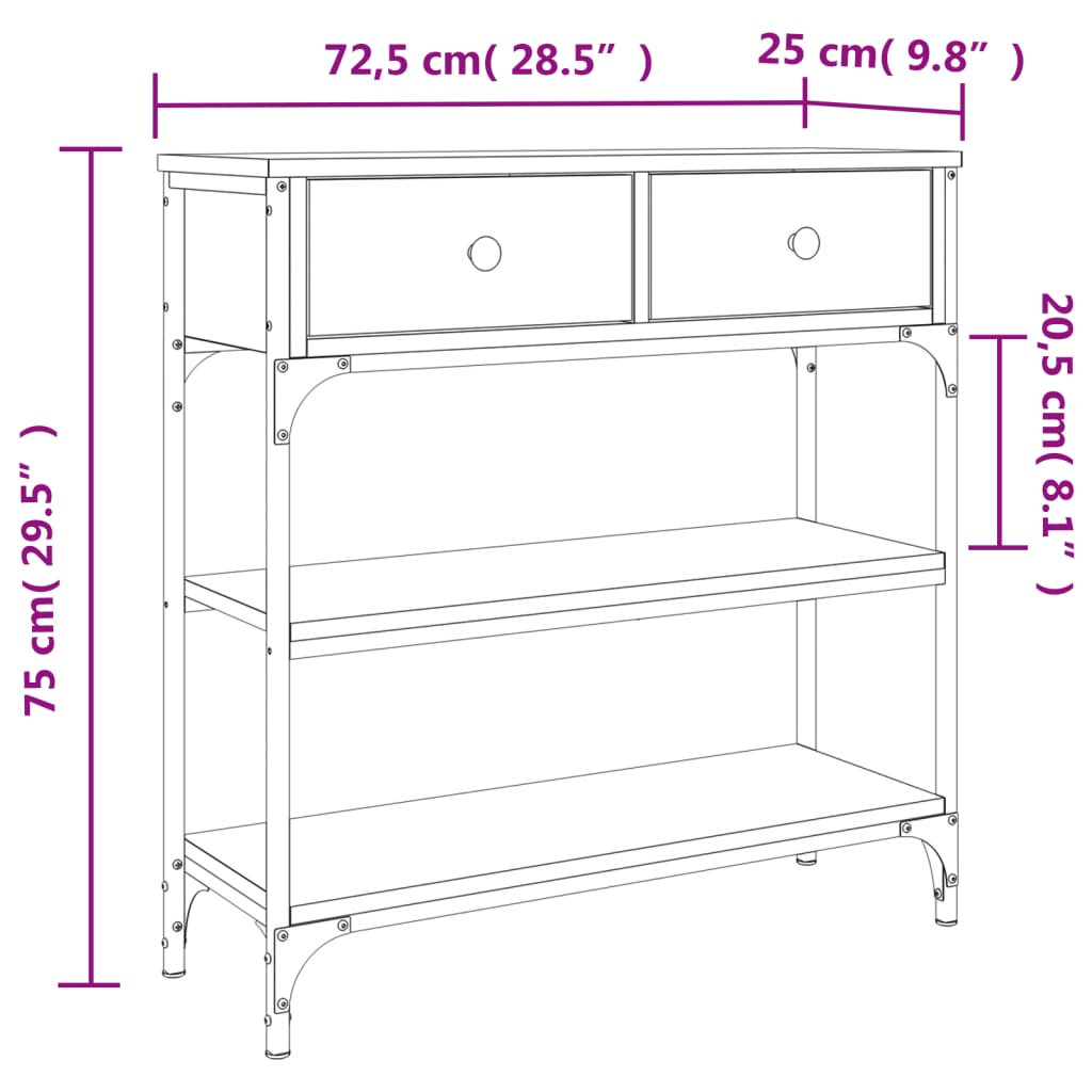 Wandtafel 72,5x25x75 cm bewerkt hout sonoma eikenkleurig