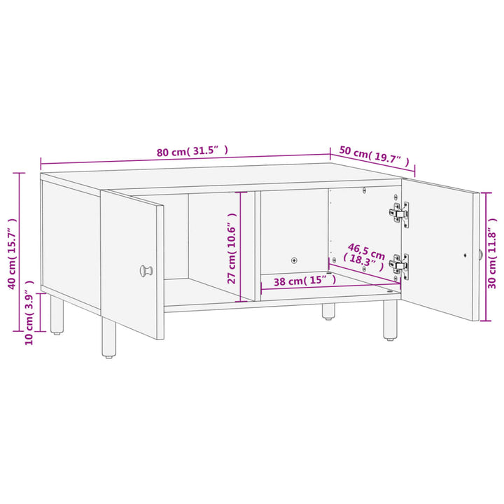 Salontafel 80x50x40 cm massief mangohout zwart