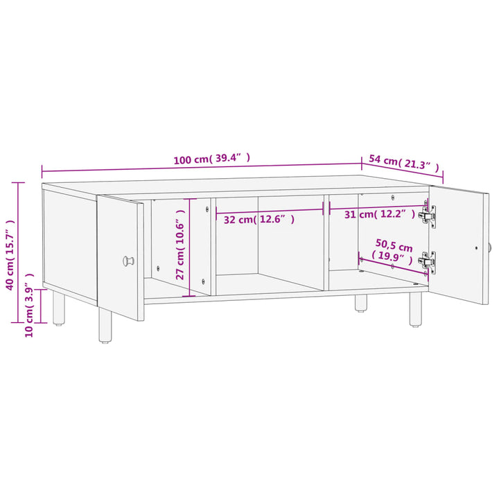 Salontafel 100x54x40 cm massief mangohout zwart