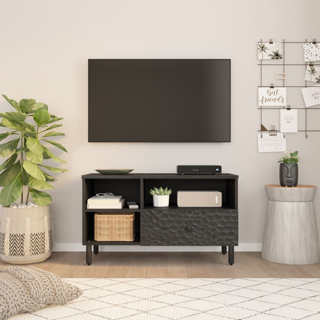 Tv-meubel 80x33x46 cm massief mangohout zwart