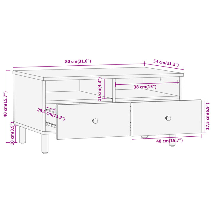 Salontafel 80x54x40 cm massief mangohout