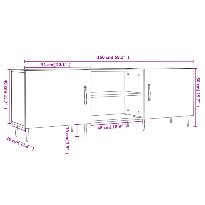 Tv-meubel 150x30x50 cm bewerkt hout zwart