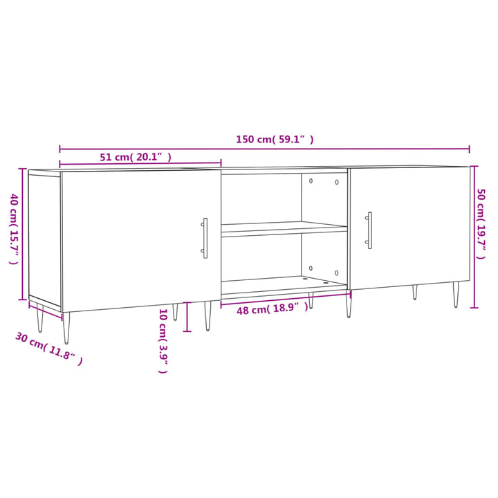 Tv-meubel 150x30x50 cm bewerkt hout zwart