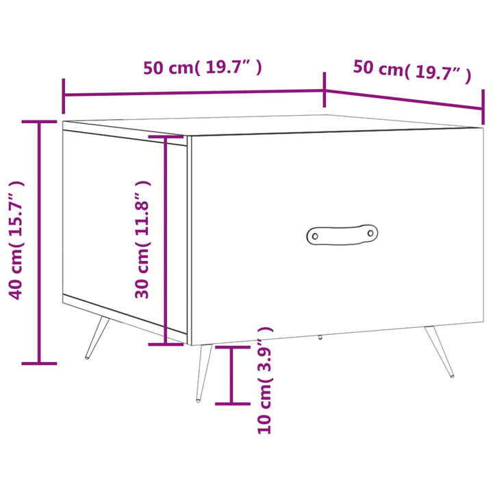 Salontafel 50x50x40 cm bewerkt hout bruin eikenkleur