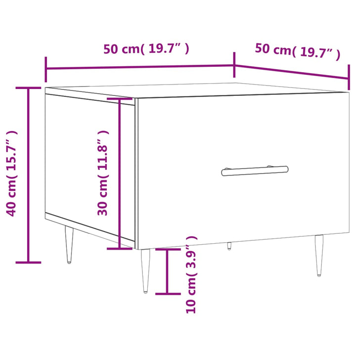 Salontafel 50x50x40 cm bewerkt hout gerookt eikenkleurig