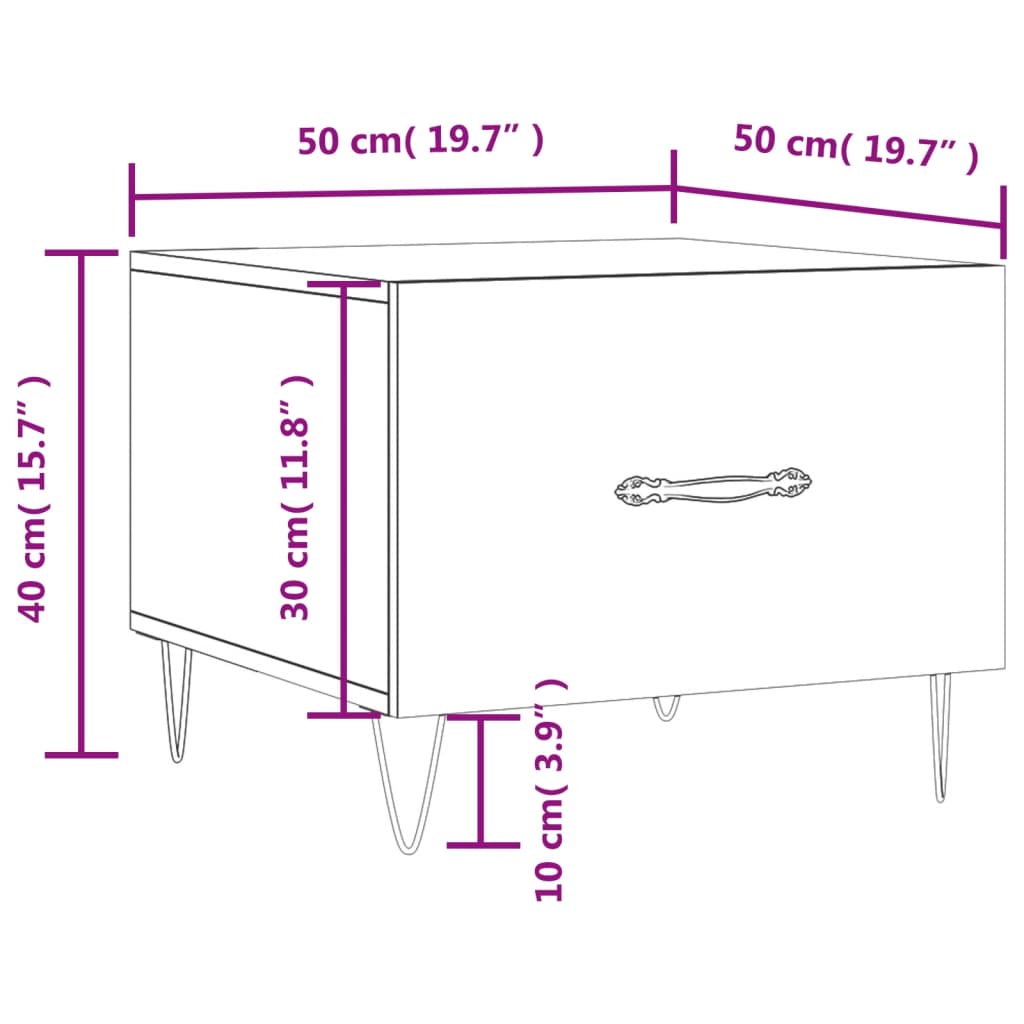 Salontafel 50x50x40 cm bewerkt hout gerookt eikenkleurig