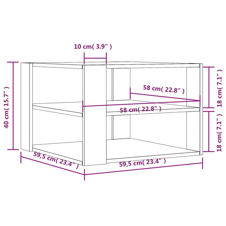 Salontafel 59,5x59,5x40 cm bewerkt hout grijs sonoma