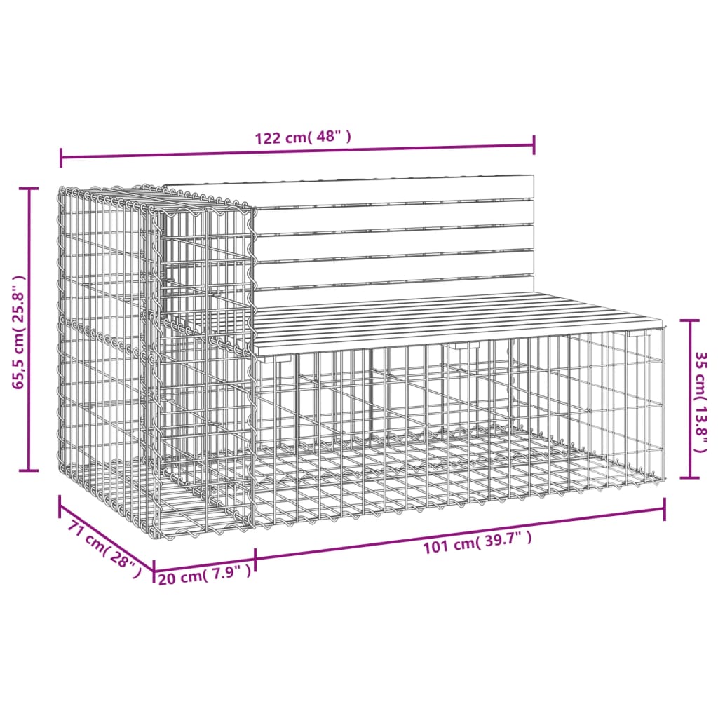 Tuinbank schanskorfontwerp 122x71x65,5 cm geïmpregneerd hout