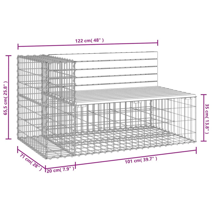 Tuinbank schanskorfontwerp 122x71x65,5 cm geïmpregneerd hout