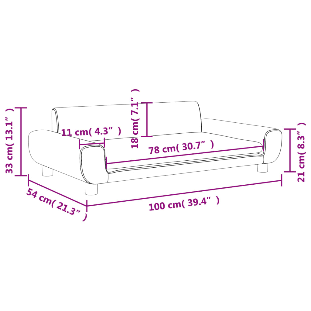 Kinderbank 100x54x33 cm fluweel bruin