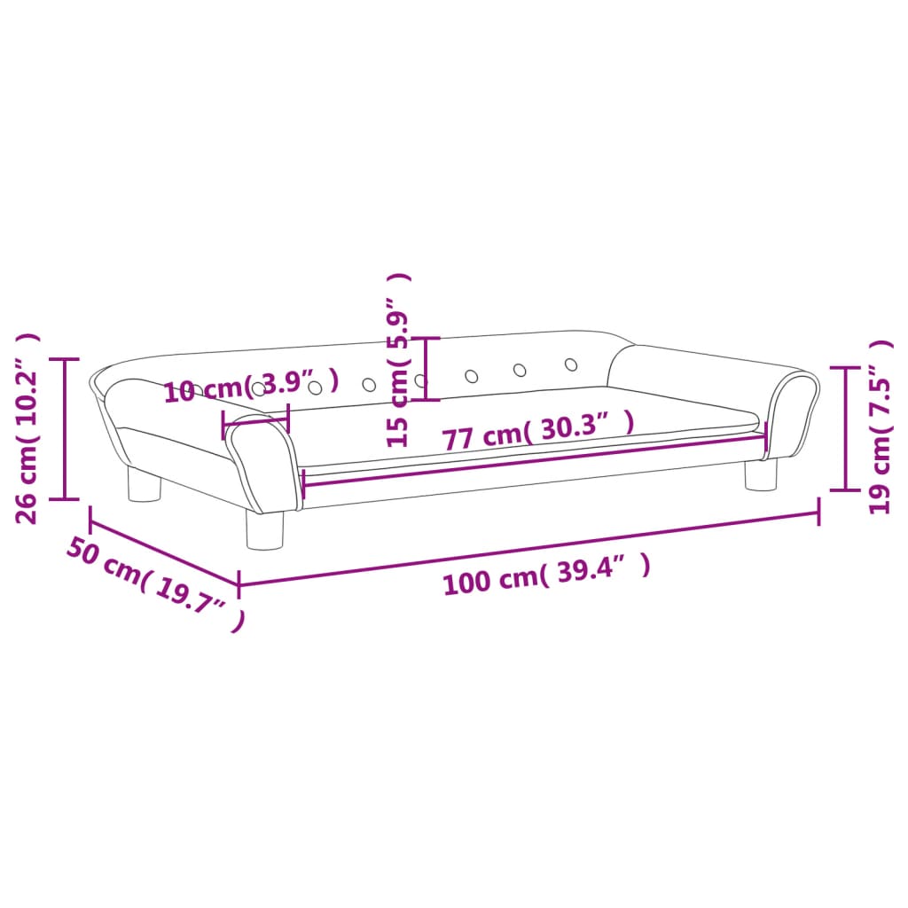 Kinderbank 100x50x26 cm fluweel donkergrijs