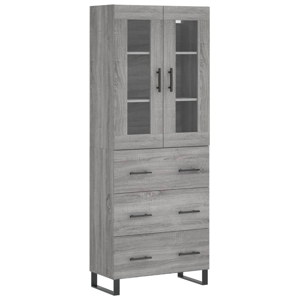 Hoge kast 69,5x34x180 cm bewerkt hout grijs sonoma eikenkleurig