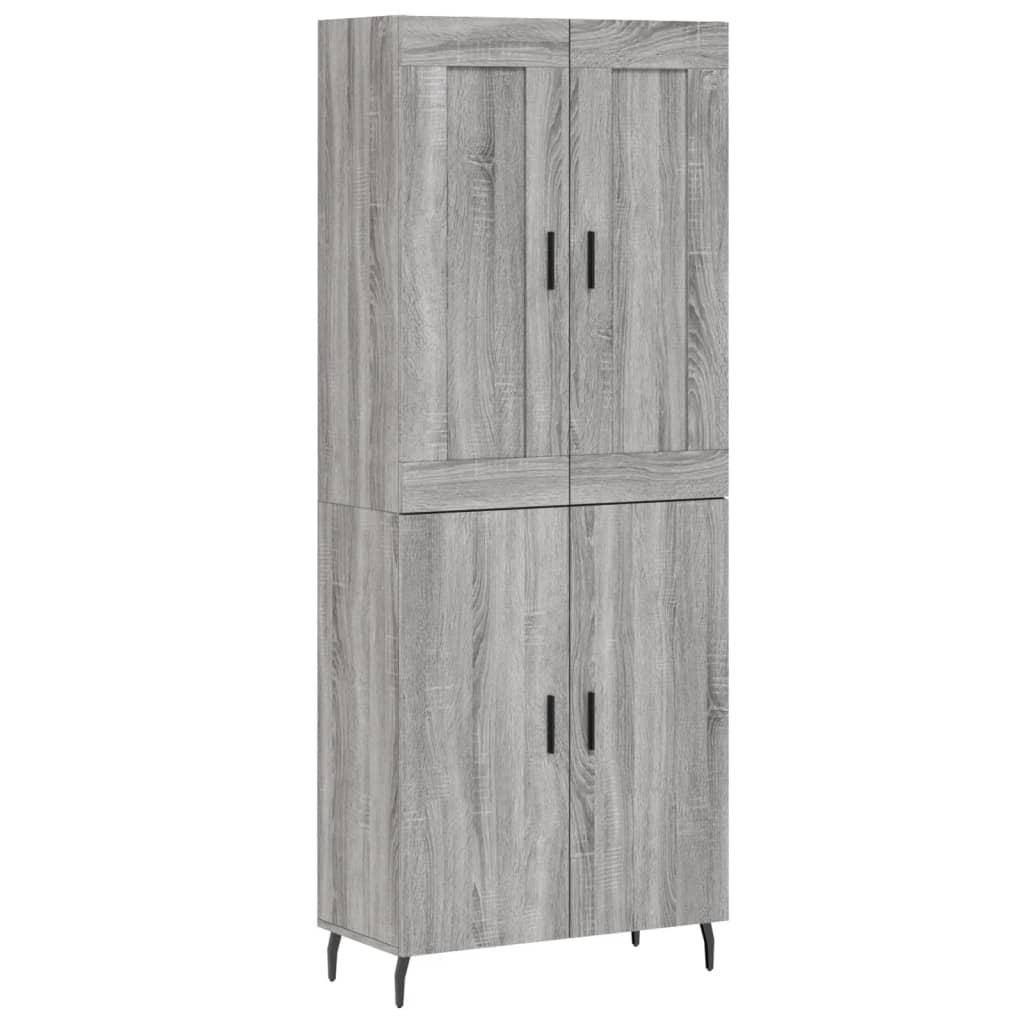 Hoge kast 69,5x34x180 cm bewerkt hout grijs sonoma eikenkleurig