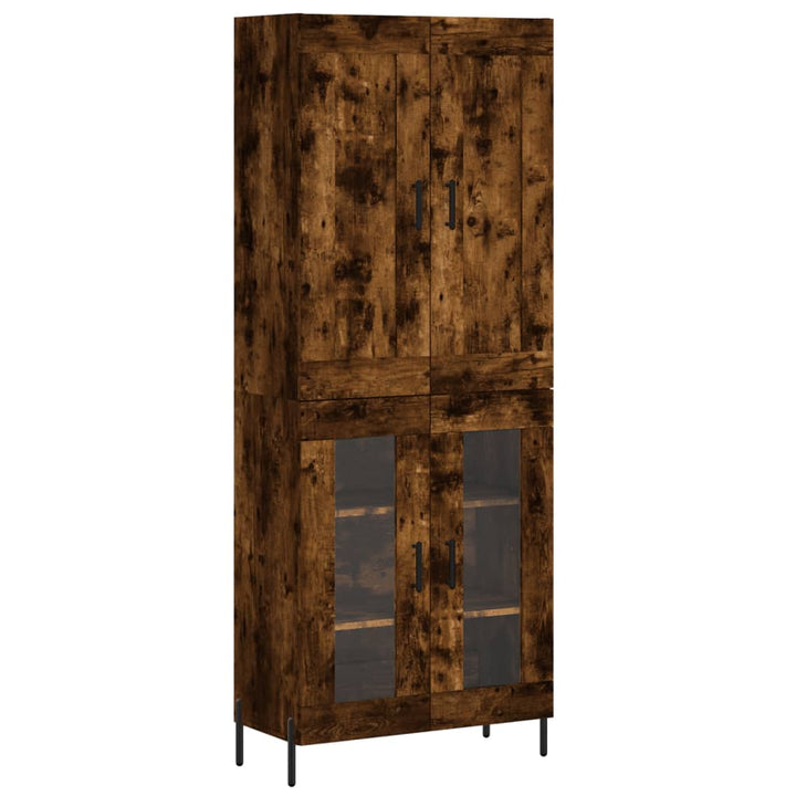 Hoge kast 69,5x34x180 cm bewerkt hout gerookt eikenkleurig