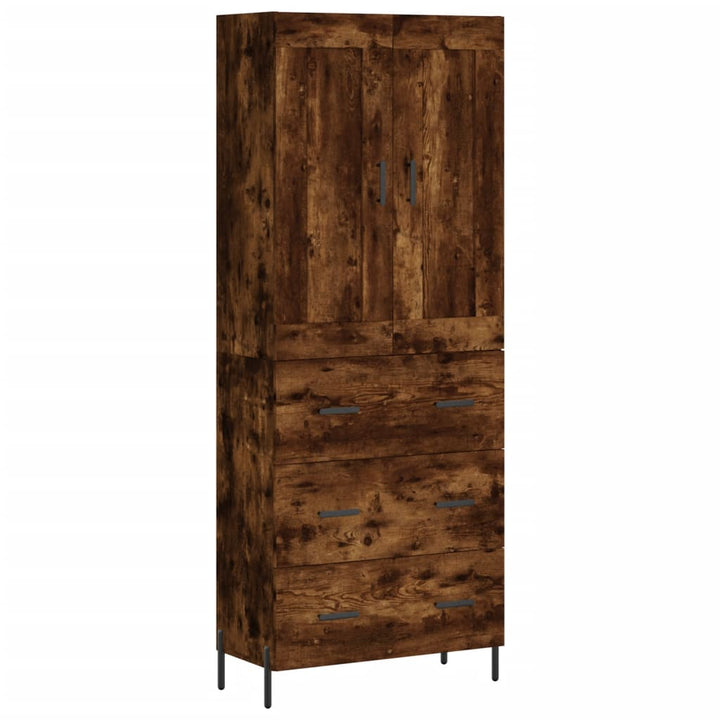 Hoge kast 69,5x34x180 cm bewerkt hout gerookt eikenkleurig