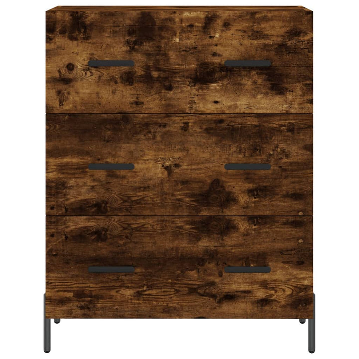 Hoge kast 69,5x34x180 cm bewerkt hout gerookt eikenkleurig