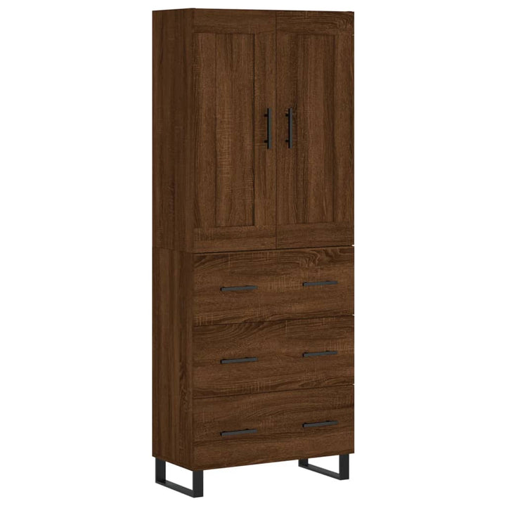 Hoge kast 69,5x34x180 cm bewerkt hout bruin eikenkleur