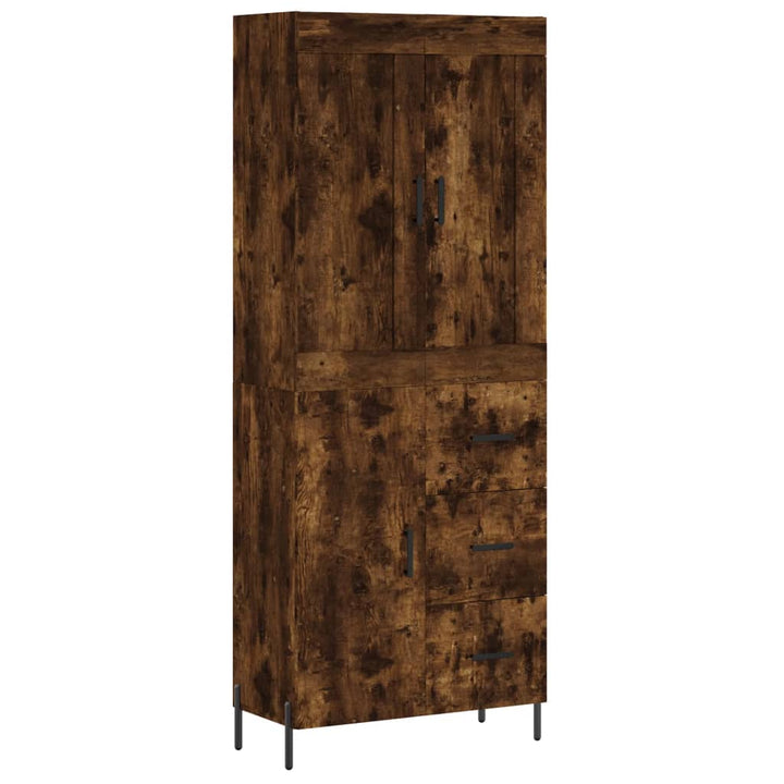 Hoge kast 69,5x34x180 cm bewerkt hout gerookt eikenkleurig