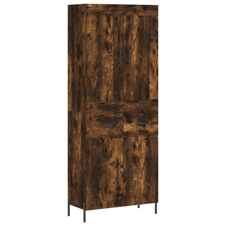 Hoge kast 69,5x34x180 cm bewerkt hout gerookt eikenkleurig