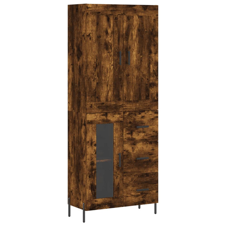 Hoge kast 69,5x34x180 cm bewerkt hout gerookt eikenkleurig