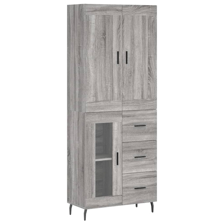 Hoge kast 69,5x34x180 cm bewerkt hout grijs sonoma eikenkleurig