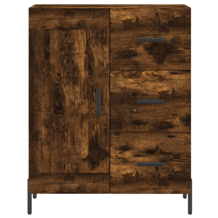 Hoge kast 69,5x34x180 cm bewerkt hout gerookt eikenkleurig