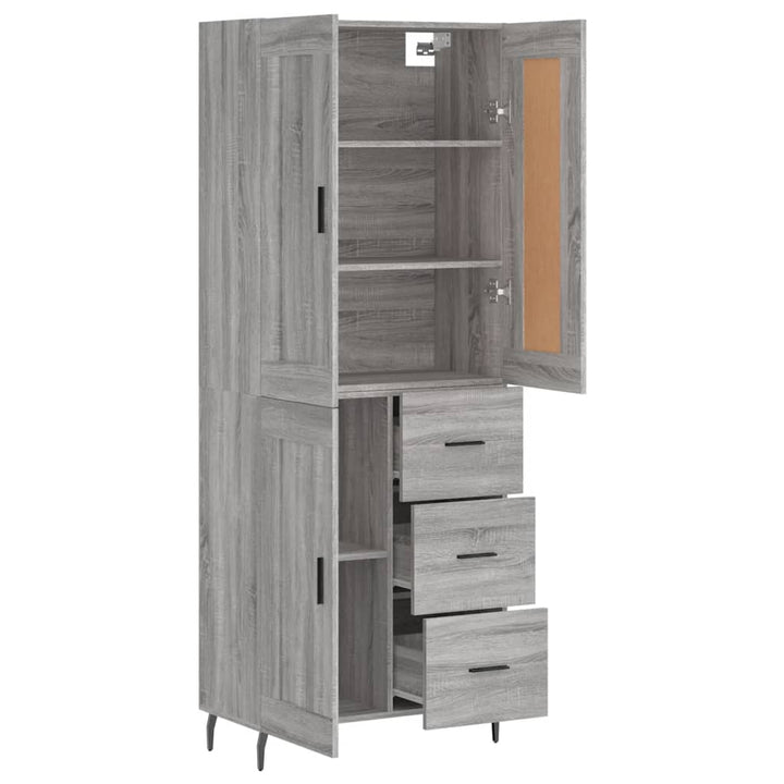 Hoge kast 69,5x34x180 cm bewerkt hout grijs sonoma eikenkleurig