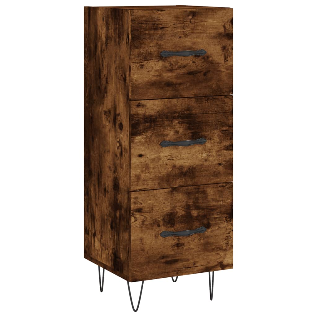 Hoge kast 34,5x34x180 cm bewerkt hout gerookt eikenkleurig