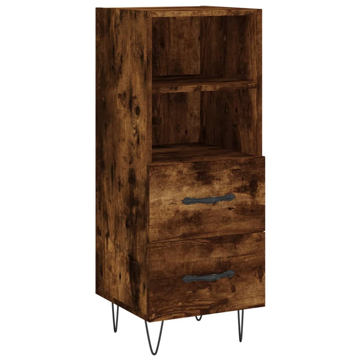 Hoge kast 34,5x34x180 cm bewerkt hout gerookt eikenkleurig