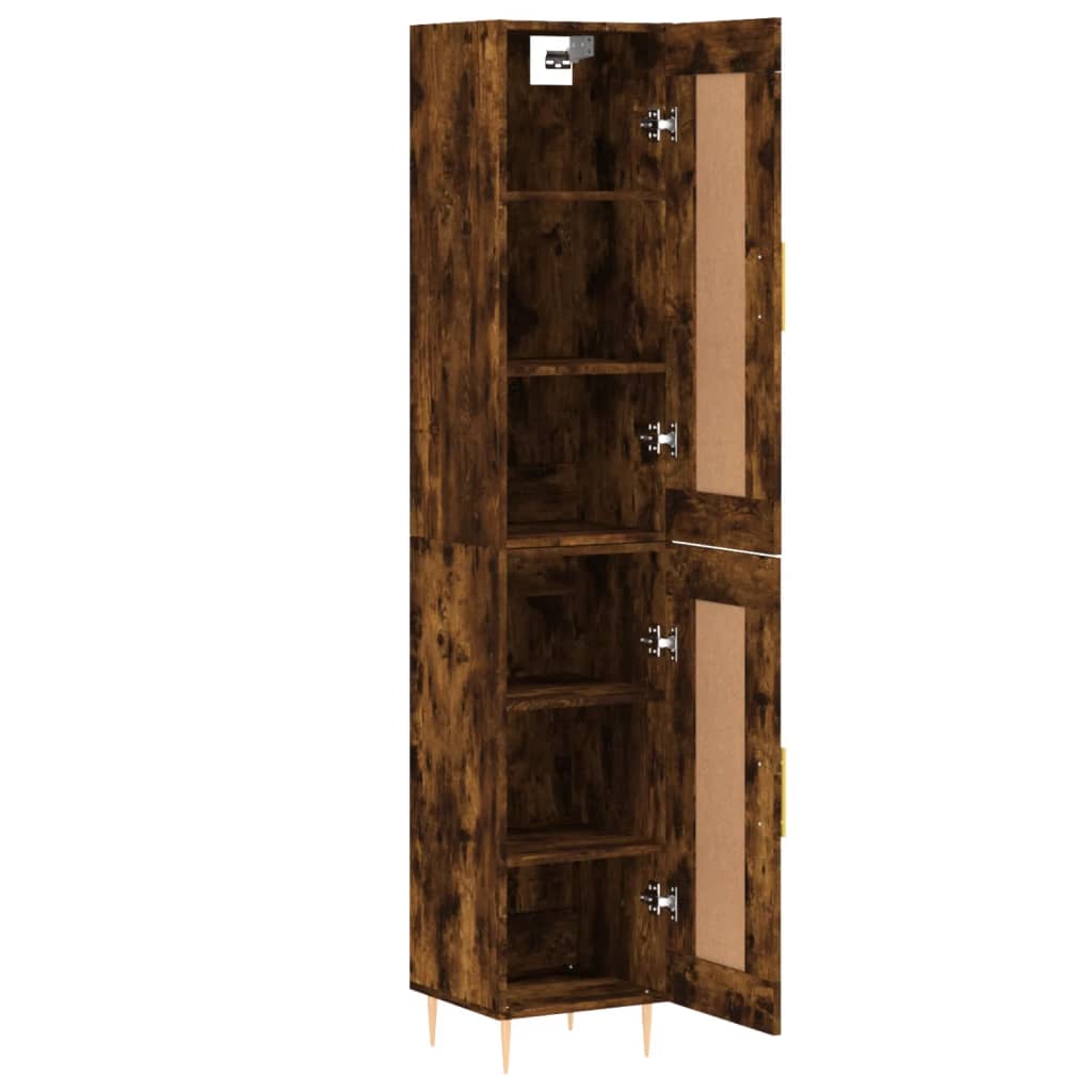 Hoge kast 34,5x34x180 cm bewerkt hout gerookt eikenkleurig