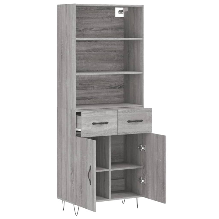 Hoge kast 69,5x34x180 cm bewerkt hout grijs sonoma eikenkleurig