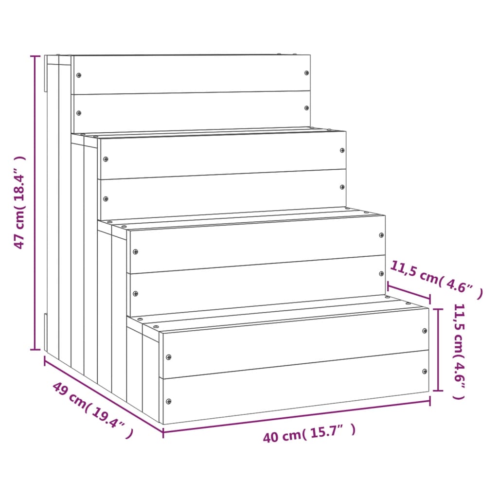 Huisdierentrap 40x49x47 cm massief grenenhout wit