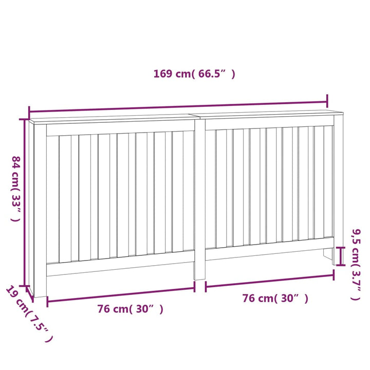 Radiatorombouw 169x19x84 cm massief grenenhout wit