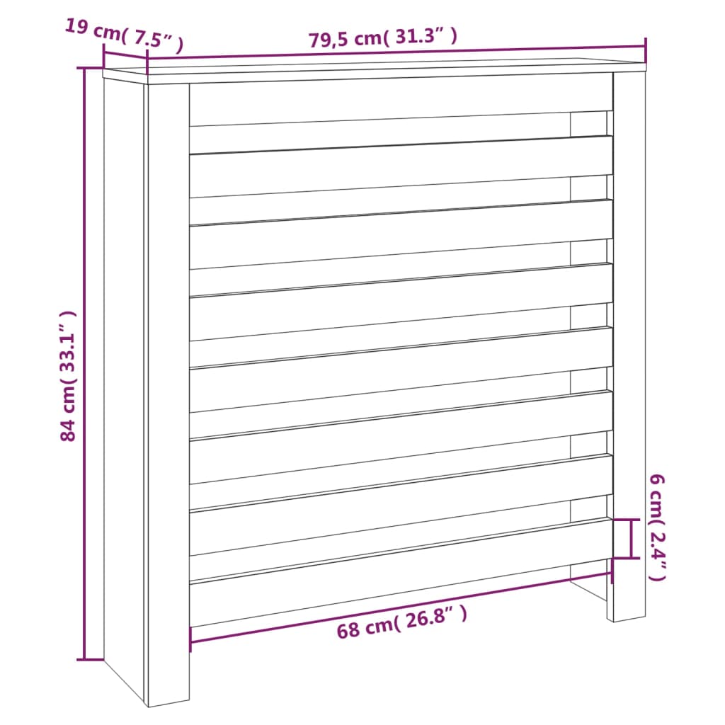 Radiatorombouw 79,5x19x84 cm massief grenenhout