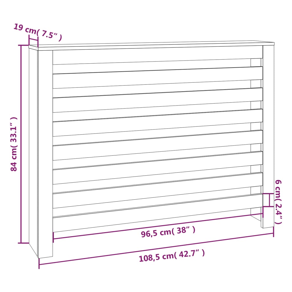 Radiatorombouw 108,5x19x84 cm massief grenenhout