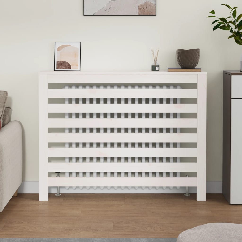 Radiatorombouw 108,5x19x84 cm massief groenhout wit