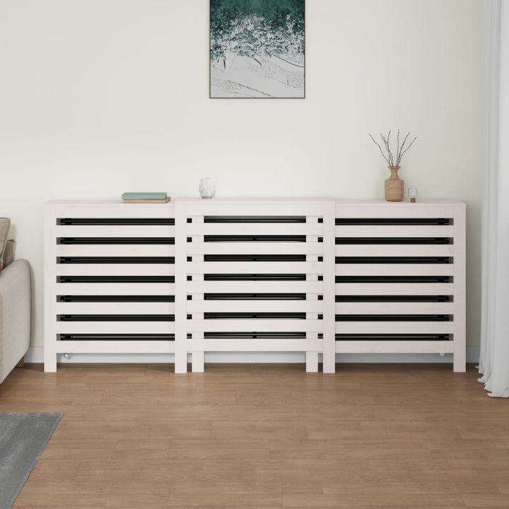 Radiatorombouw 210x21x85 cm massief grenenhout wit