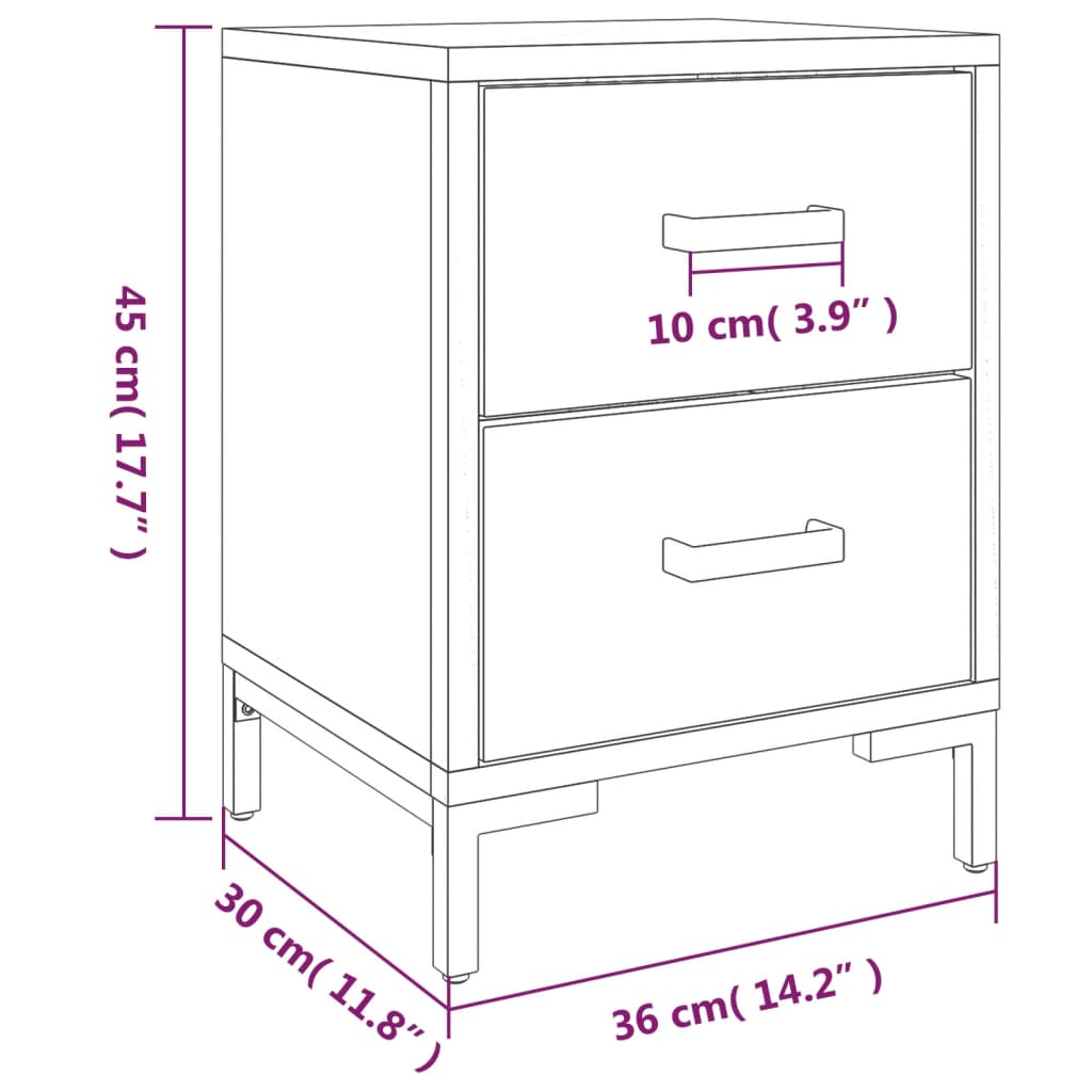 Nachtkastjes 2 st 36x30x45 cm massief grenenhout