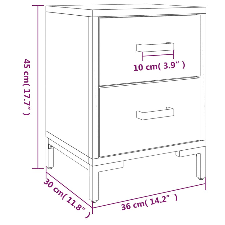 Nachtkastjes 2 st 36x30x45 cm massief grenenhout zwart